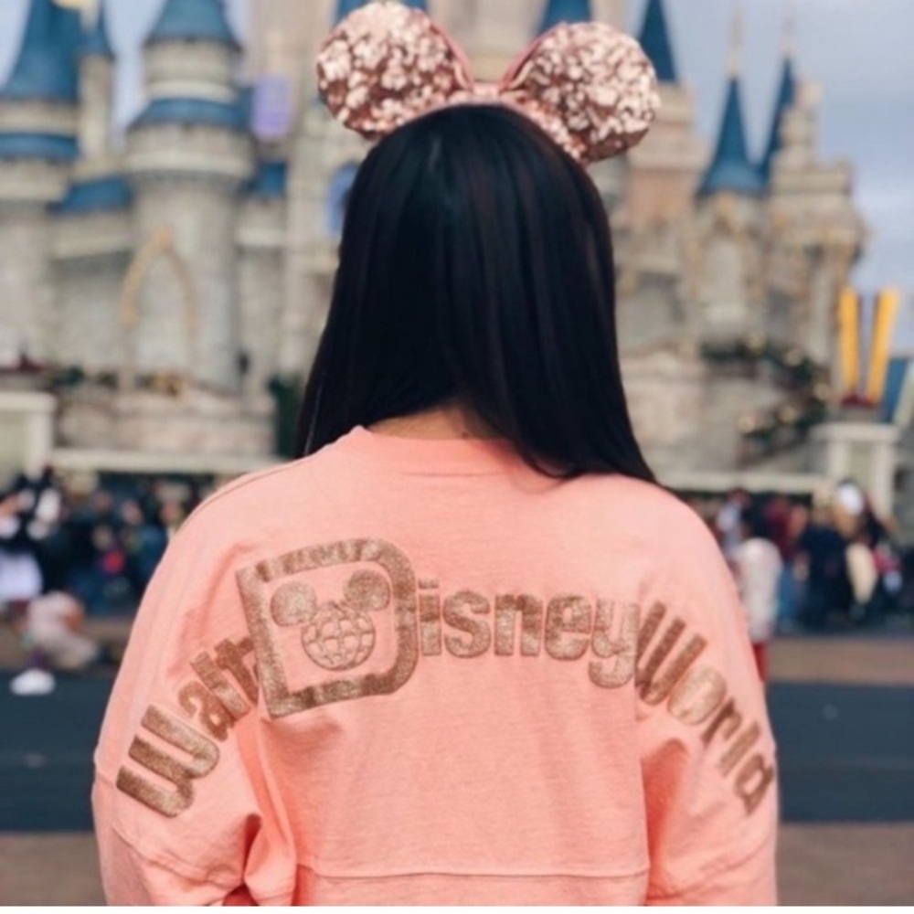 WALT DISNEY WORLD Rose Gold + Peach Oversized Long Sleeve Spirit Jersey S